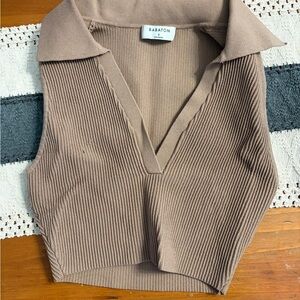 Aritzia Babaton Brown Ribbed Knit Top
